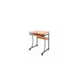 ESCRITORIO MANHATTAN COMPACTO CON RUEDAS BANDEJA DESLIZABLE PARA TECLADO COLOR CAFé CLARO