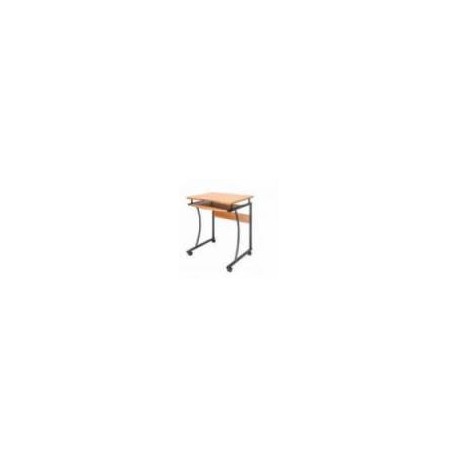 ESCRITORIO MANHATTAN COMPACTO CON RUEDAS BANDEJA DESLIZABLE PARA TECLADO COLOR CAFé CLARO