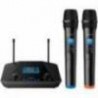 SISTEMA PROFESIONAL STEREN CON 2 MICRóFONOS INALáMBRICOS UHF ALCANCE HASTA 100M COLOR NEGRO