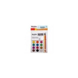 ACUARELAS BARRILITO PALETA 12 COLORES C 2 PINCELES